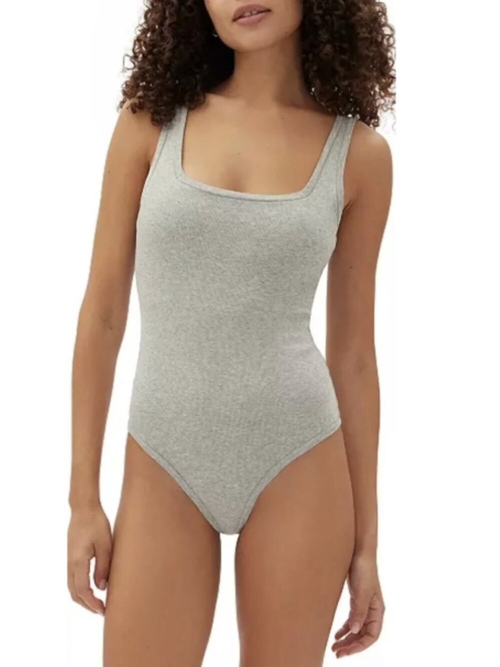 Gap GapBody Women's Logo Comfort Thong Bodysuit Light Gray Large NWT